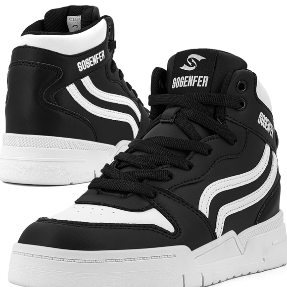 Sosenfer Womens Wedge Sneakers High Top Wedge Sneakers Hidden Heel Comfort Lace
